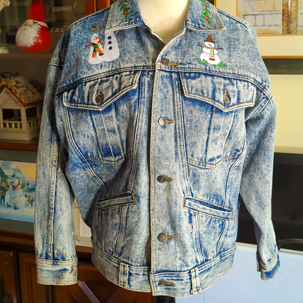 100% Cotton Christmas Vintage Jean women's jacket Medium
